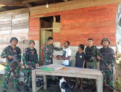 Wujud Kepedulian Satgas Yonif 122/TS, berikan Sembako dan Pelayanan Kesehatan Gratis kepada Masyarakat perbatasan Papua