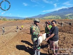 Satgas Yonif 323 Buaya Putih Bagikan Bibit Tanaman Kepada Warga