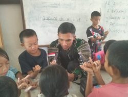 Peduli Masa Depan Generasi Bangsa, Satgas Yonzipur 5/ABW Menjadi Gadik di Perbatasan