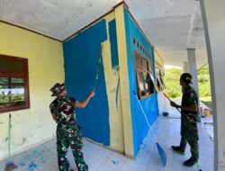 Satgas Yonif 762/VYS Membuat Nyaman Dan Bersih PAUD Kalvari Yembun
