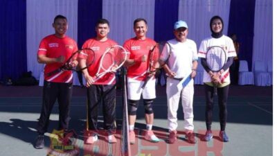 Pererat Sinergitas, Kabid Humas Polda Jabar dan Dankopussenif Gelar Pertandingan Tenis Persahabatan