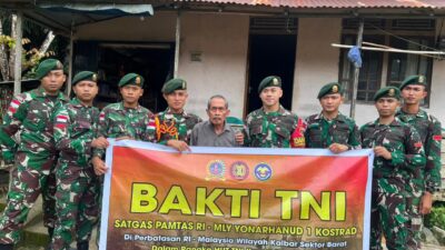 Satgas Pamtas RI-Malaysia Yonarhanud 1/PBC/1 Kostrad Gelar Anjangsana kepada Purnawirawan dan Veteran dalam Rangka HUT TNI ke-80