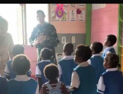 Pos Konja Satgas Yonif 763/SBA Gelar Kegiatan Belajar dan Bermain Bersama TK PAUD Yamko