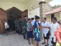 Iman dan Kerohanian Terjaga, Anggota Satgas TMMD ke-128 Kodim 1801/Manokwari Ibadah Minggu Bersama Warga