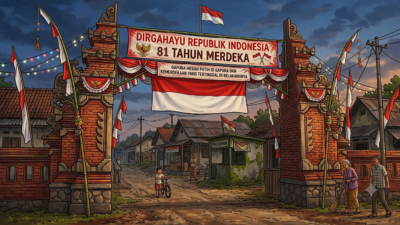 Merah Putih di Gapura dan Kemerdekaan yang Tertinggal di Belakangnya